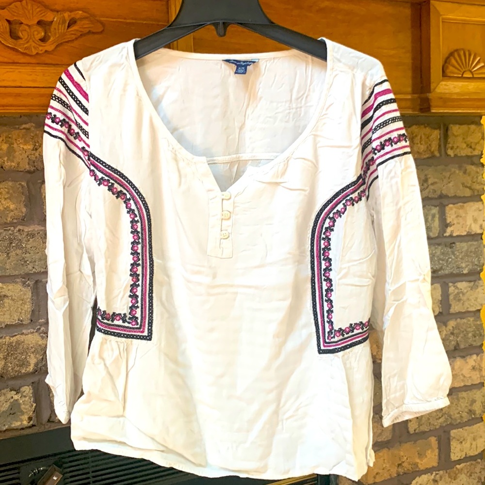 Womens American eagle size xl cream blouse Euc!